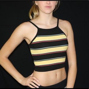 Papaya Striped Crop Top